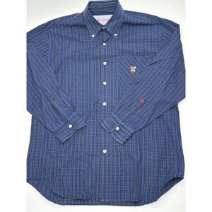 Robert‎ Graham Mens Blue Plaid Button Down Shirt Long Sleeve Cotton Large